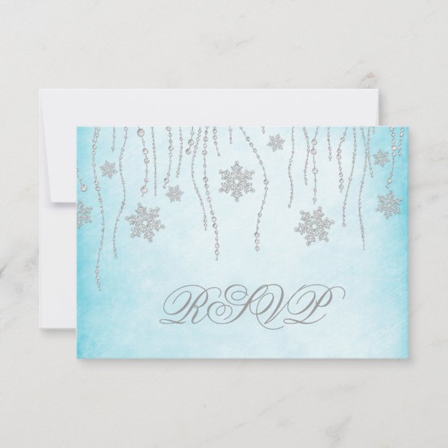 Winter Wonderland Diamond Snowflakes RSVP Card (Frente)