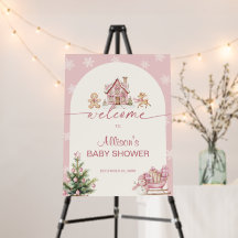 Winter Wonderland Pink Girl Baby Shower Welcome
