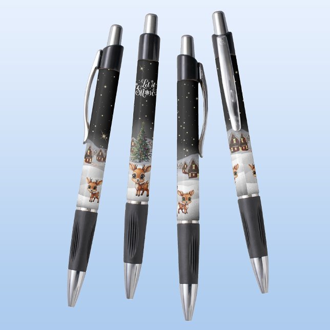 Winter Wonderland Reindet Deixe-o nevar Caneta (Reindeer Let it Snow Christmas Tree Snowy Winter Wonderland Deer Antler Doe Lover Fawn Scene 🦌🎄🎁❄)