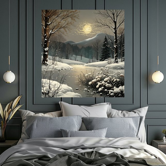 Winter Wonderland Snow Landscape Art Impressão (Winter Wonderland Snow Landscape Art Print Poster Mockup 1)