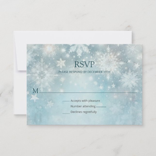 Winter Wonderland Snowflake Wedke RSVP (Frente)
