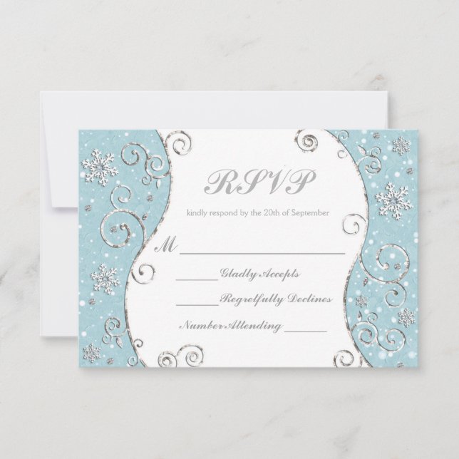 Winter Wonderland Snowflakes Swirl RSVP Card (Frente)