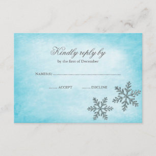 Winter Wonderland Sparkle Snowflakes Teal RSVP