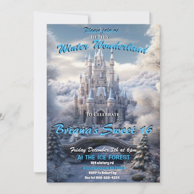 Winter Wonderland Sweet 16 Convite (Frente)