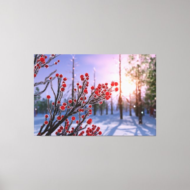 Winterberry in Ice Canvas Print (Frente)
