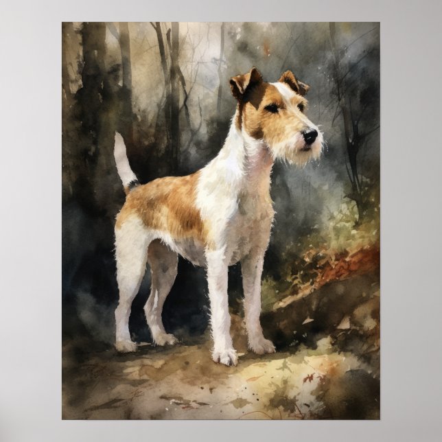 Wire Fox Terrier Dog Art Poster Impressão (Frente)