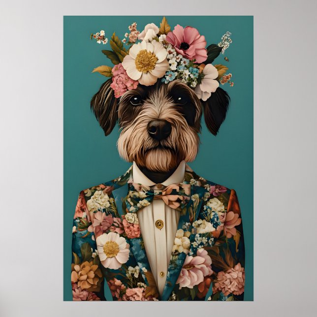 Wirehaired Pointing Griffon In Suit Poster (Frente)