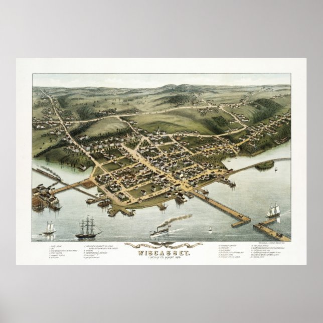 Wiscasset, Vista de Olho de Maine Bird, Poster de  (Frente)