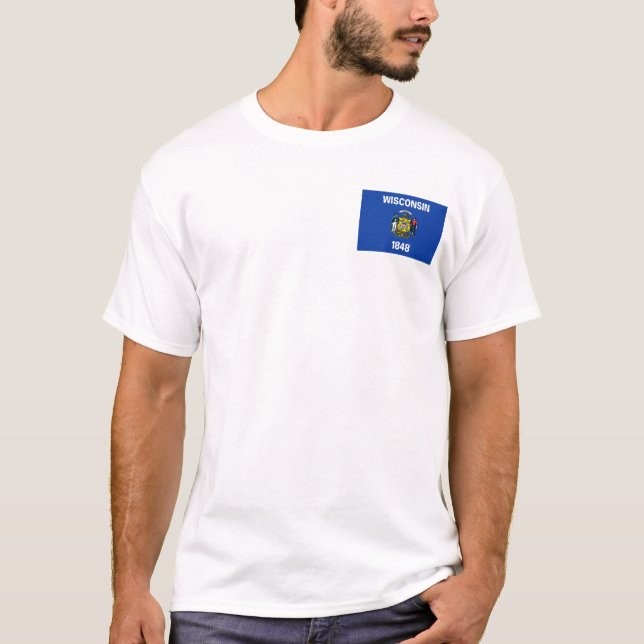 Wisconsin Flag + Mapa T-Shirt (Frente)