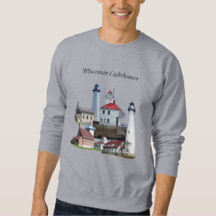 Wisconsin Lighthouse - Camisa negra com letras neg