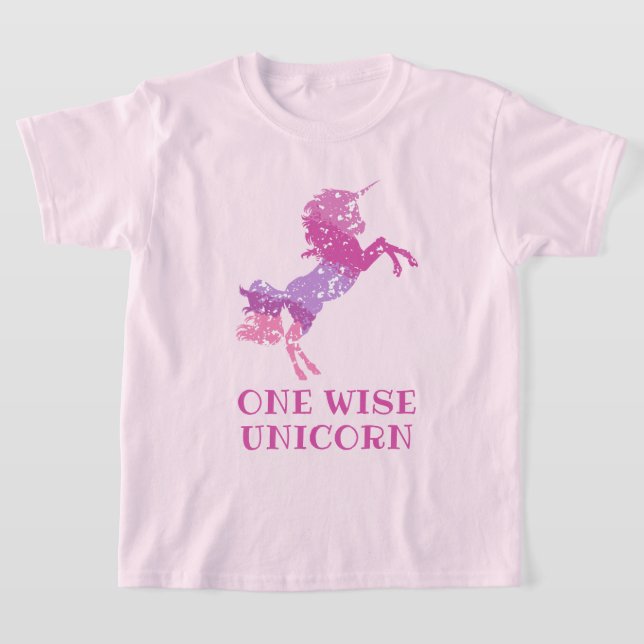 Wise Unicorn Pink Tie Girls T-Shirt (Postura )