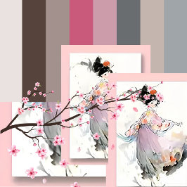 Wispy Watercolor | Cartão postal japonês para danç