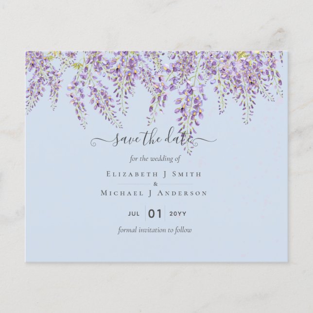Wisteria Blue Weding Dates BUDGET Flyer (Frente)