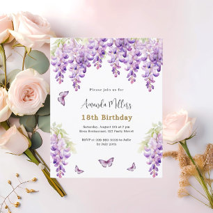 Wisteria - convite para o aniversário de borboleta