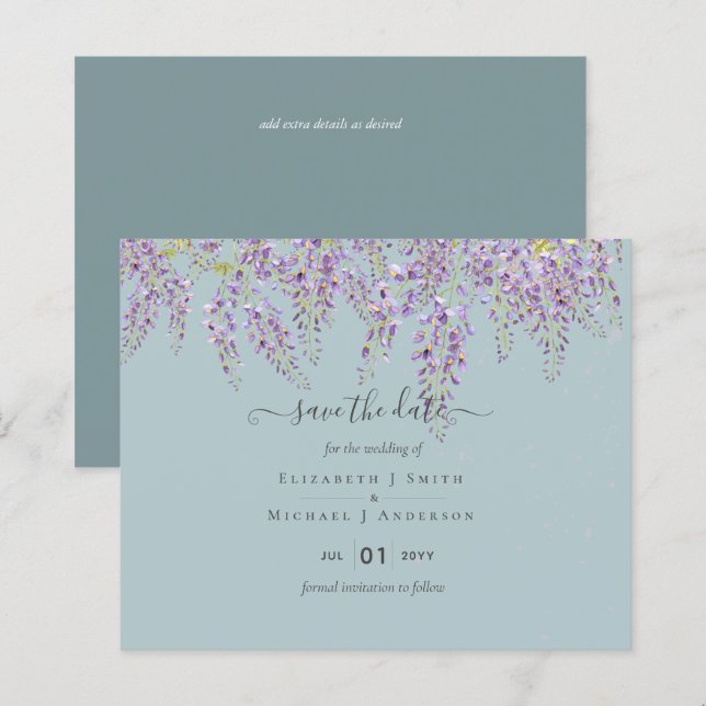 Wisteria Save Dates Dusty Sage - Orçamento de Casa (Frente/Verso)