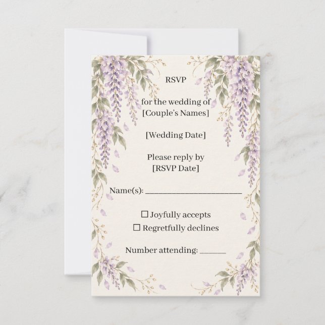 Wisteria Wedding RSVP Card (Frente)