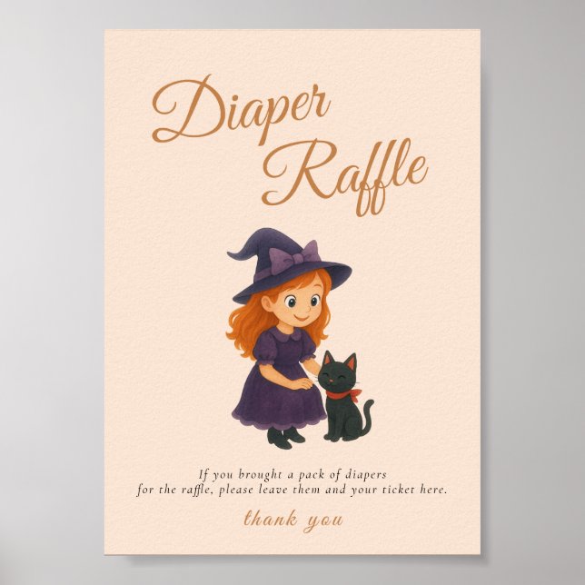 Witch & Cat Bow Cards  Gifts Table Sign Poster (Frente)