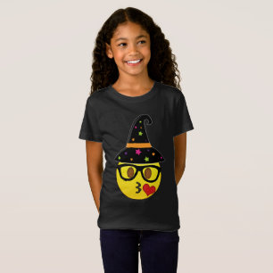 Witch Emoji Halloween T-Shirt para Meninas