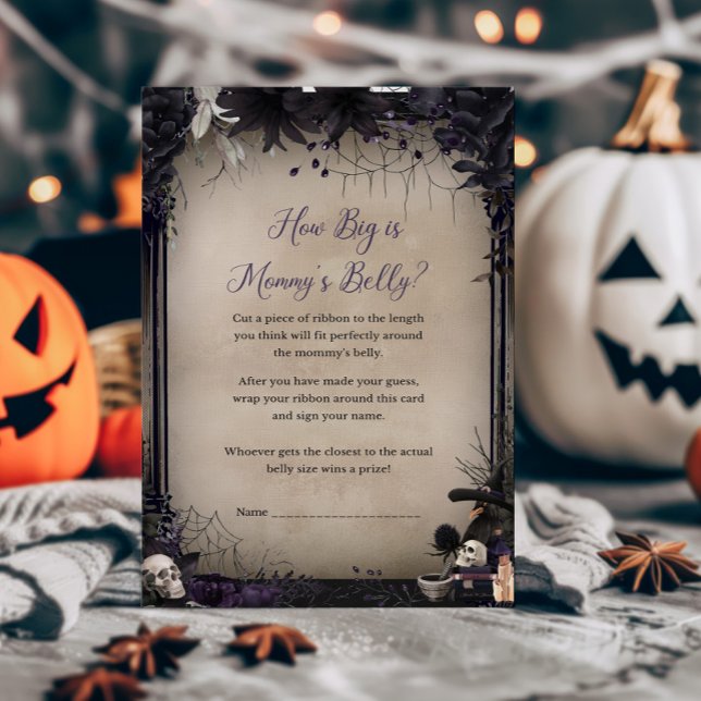 Witchy Gothic Quão Grande é o Jogo Mommys Belly (Witchy Baby Shower How Big is Mommys Belly Game)