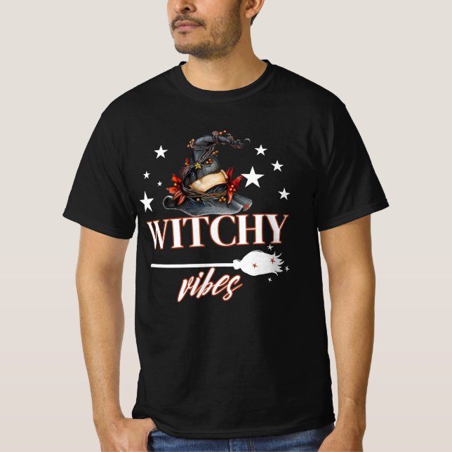 Witchy Outubro Vibes T-shirt Halloween Tee (Frente)