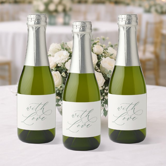 With Love Wedding Bottle Label – Minimal Sage Gree (Criador carregado)