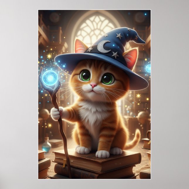 Wizard Kitten – Cute Magical Cat Poster Art (Frente)