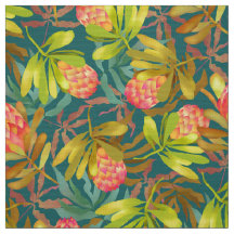Wlid Flowers Protea Tecido Teal