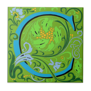 Wm Morris Ornamentado - Letra "C", Azulejo Cerâmic