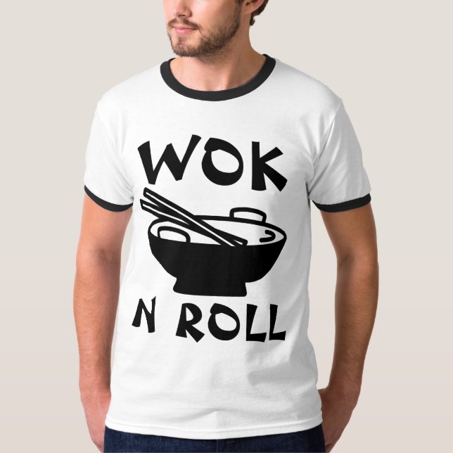 WOK N ROLL China comida Camisas Engraçadas (Frente)