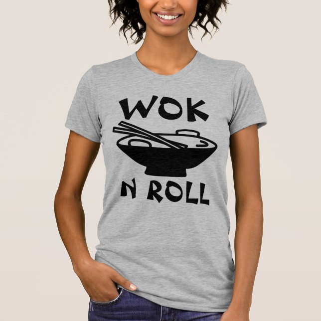 WOK N ROLL China comida Camisas Engraçadas (Frente)