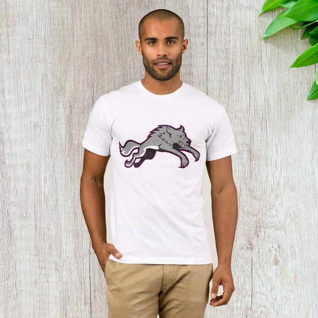 Wolf Atacando Mens T-Shirt (Criador carregado)