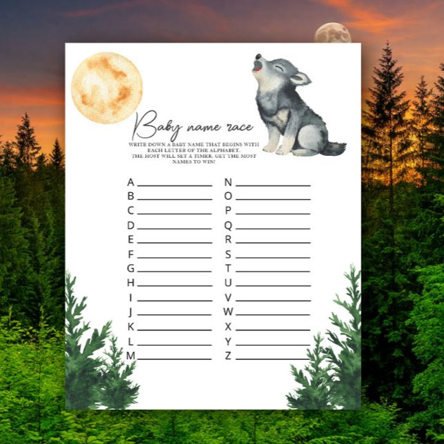 Wolf baby shower - Baby name race game (Criador carregado)