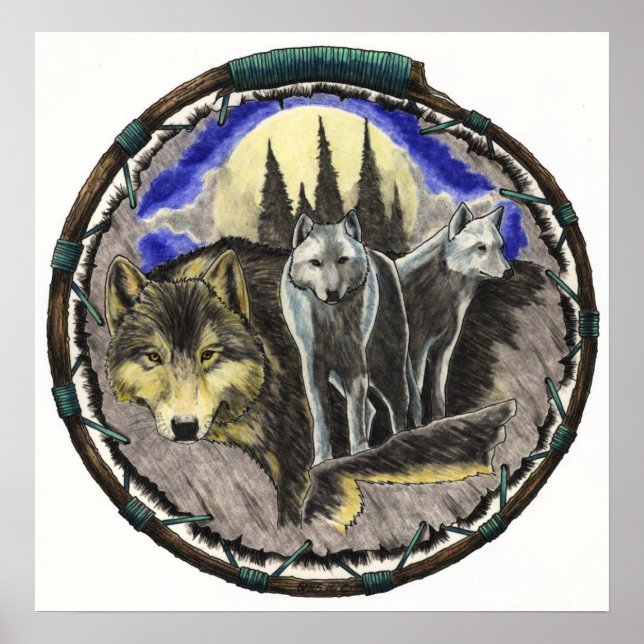 Wolf Brothers Lakota Artist Impressão (Frente)