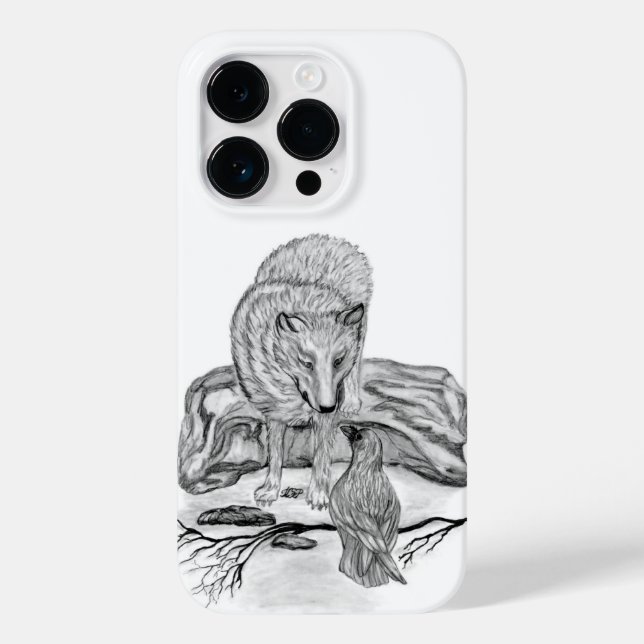 Wolf e Raven design preto e branco (Verso)