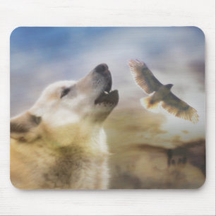 Wolf e Redtail Hawk Mousepad