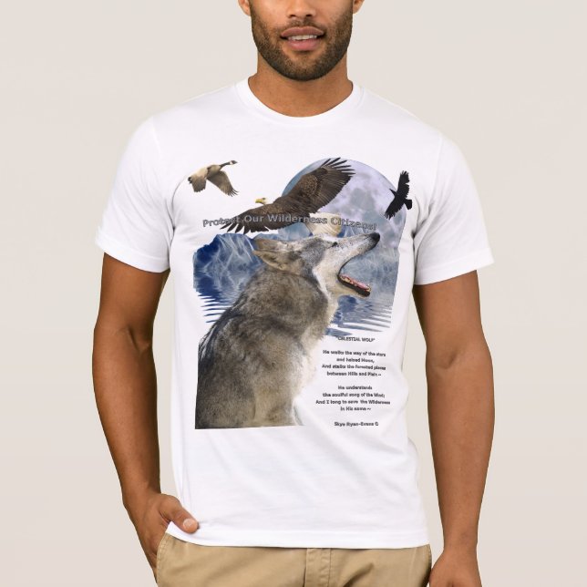 WOLF, EAGLE, RAVEN, Lua, Montanha e Poema, T-Shirt (Frente)