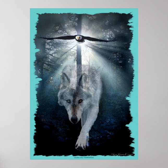 Wolf & Eagle Wildlife Poster (Frente)