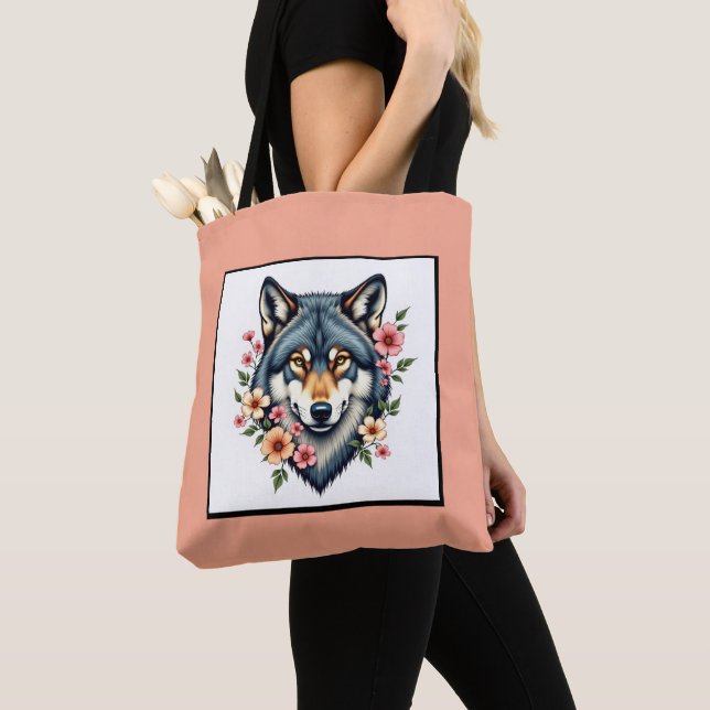 Wolf Floral Shoulder Bolsa (Close Up)