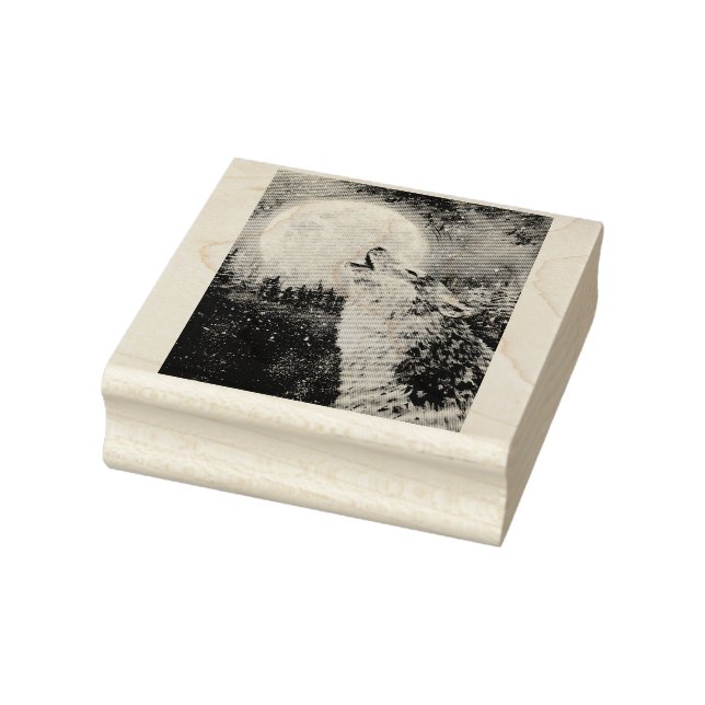 Wolf Howl e Lua - Carimbo de Borracha (Carimbo)