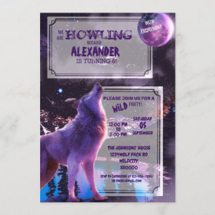 Wolf Howling   Convite para o Halloween de Anivers