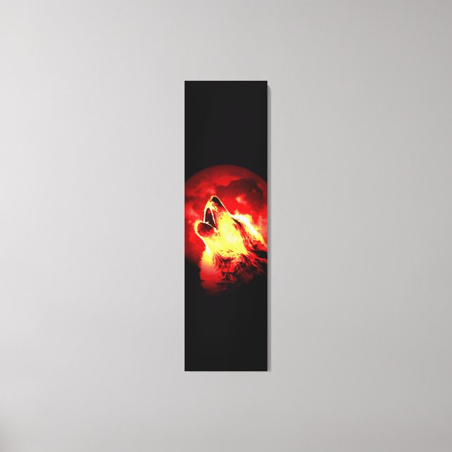 Wolf Howling e Canvas Personalizada da Lua Vermelh (Frente)