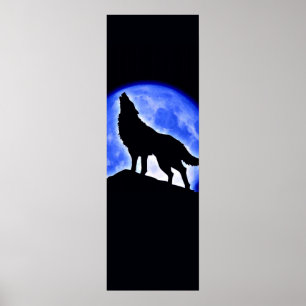 Wolf Howling em Moon Poster - Posters do Lobo