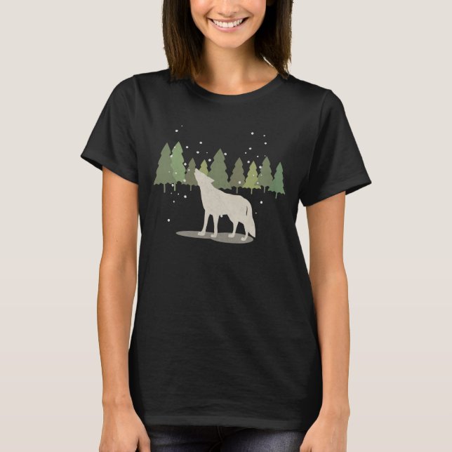 Wolf Howling em T-Shirt na Floresta Neva (Frente)