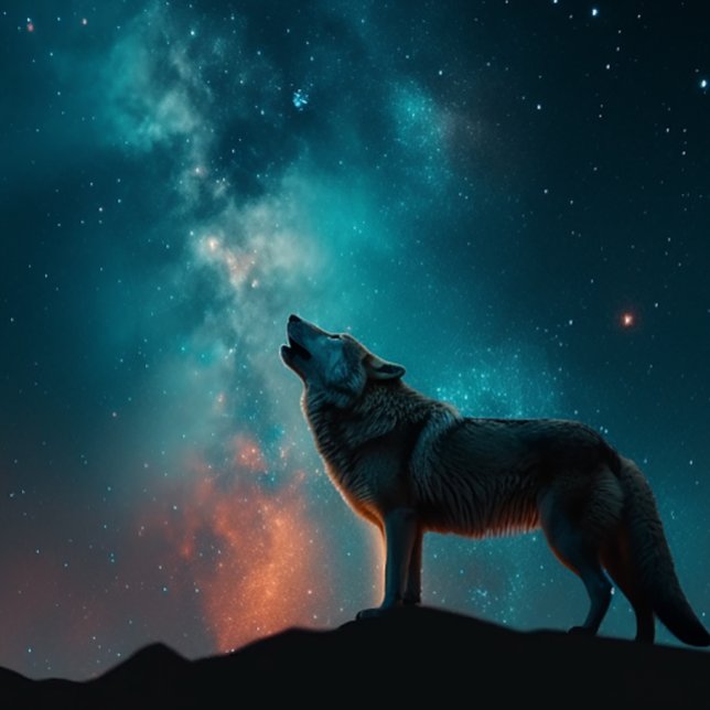 Wolf Howling em uma Nebulosa Azul Quebra-cabeça (Criador carregado)