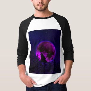 WOLF HOWLING MOON MAGENTA T-Shirt