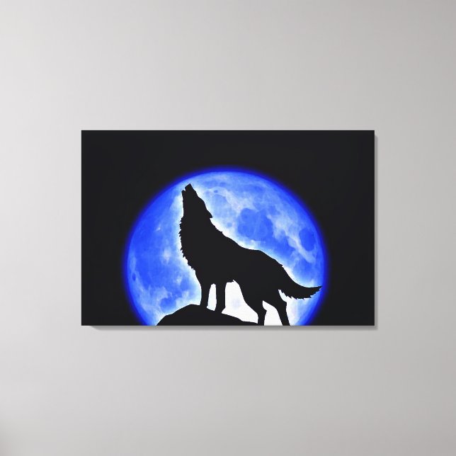 Wolf Howling na Canvas da Lua (Frente)