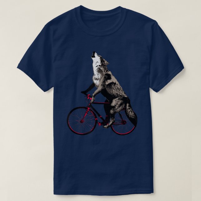 Wolf Howling na lua em uma camiseta de bicicleta - (Frente do Design)