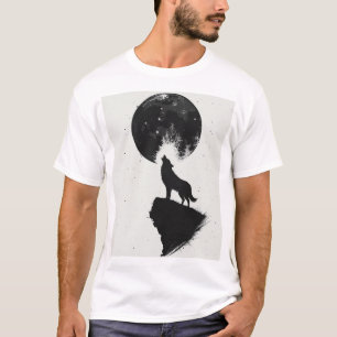 Wolf Howling Sob Lua Completa - Camisa Minimalista