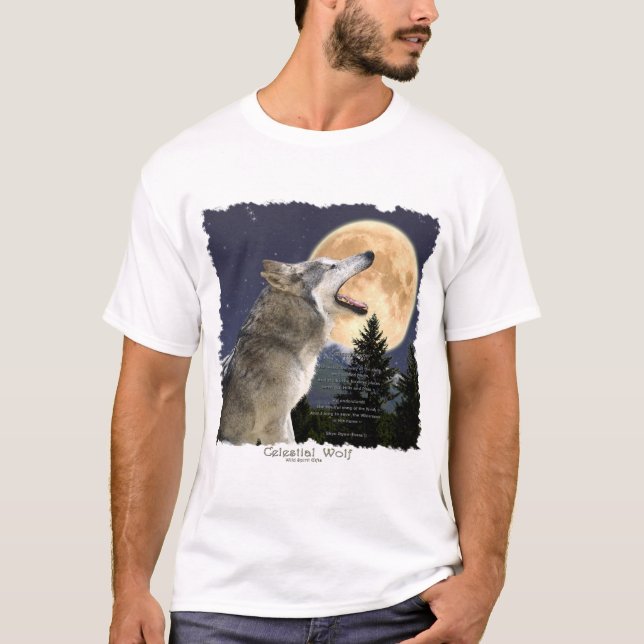 WOLF, Lua, Floresta e Poem T-Shirt (Frente)