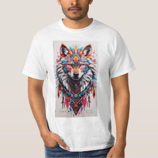 Wolf Mandala T-Shirt Tribal - Vibrante e Único
